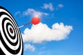 The Bullseye is a target icon in the sky background - focus on Targeting the business. Business goal and technology concept