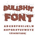 font. Alphabet of poop with flies. Shit alphabet and in