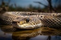 bullsnake closeup view at day light, neural network generated photorealistic image