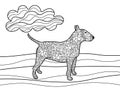 Bullterrier dog coloring book for adults vector