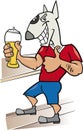 Bullterrier man with glass of beer