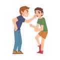 Bully Boy Mocking, Laughing and Attacking Weaker, Mockery and Bullying at School Concept Cartoon Style Vector