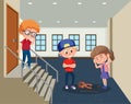 Bully child with bad behavior bullying the girl in the school