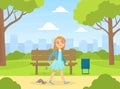 Bully Girl Littering in the Park, Kids Aggressive Uncontrollable Behavior Cartoon Vector Illustration