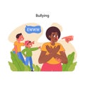 Bullying in action. Flat vector illustration