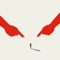 Bullying and blame game vector concept. Fingers pointing at person. Symbol of discrimination, shaming.