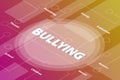 Bullying bully words isometric 3d word text concept with some related text and dot connected - vector Royalty Free Stock Photo