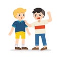 Bullying children. Angry boy rampage hitting him friend. Problem of Physical bullying at school. Royalty Free Stock Photo