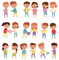 Bullying Children Characters Abusing and Treating Badly Another Kids Vector Illustrations Set Royalty Free Stock Photo