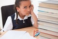 Bullying Concept Sad Mixed Race African American Girl at School Royalty Free Stock Photo