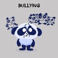 Bullying. Mental Health Problem. Little Sad panda being bullied