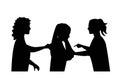 Vector silhouette of a strong girl bullying a weaker girl, Editable Objects Royalty Free Stock Photo
