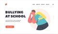 Bullying at School Landing Page Template. Teenagers Conflict and Violence. Teen Bullying Classmate, Abuse, Kid Laughing Royalty Free Stock Photo