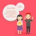 Bullying vector banner template with text space. Psychological abuse, school conflict flat illustration. Schoolchildren Royalty Free Stock Photo