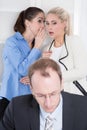 Bullying at workplace - woman and her boss. Royalty Free Stock Photo