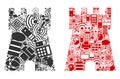 Bulwark Tower Collage Icons for BigData