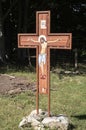 The crucifix at the entrance to the hermitage of St. John the Baptizer, at the foothill of the mountain Parang. Royalty Free Stock Photo