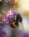 Bumble bee on a brench of lilac Royalty Free Stock Photo