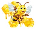 Bumble Bee Honey Comb Bumblebee Hive Cartoon Royalty Free Stock Photo
