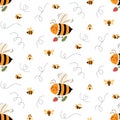 Bumble bee Seamless pattern Honeybee vector pattern