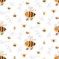 Bumble bee Seamless pattern Honeybee vector pattern