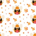 Bumble bee Seamless pattern Honeybee vector pattern