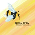 Bumblebee in flight, vector color drawing, vector drawing of a bee in watercolor, for flyer