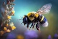 Bumblebee flying flying to flower, Generative AI