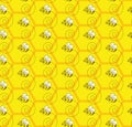 Bumblebee Honey Colony Seamless Pattern Background