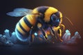 Bumblebee in neon colors. Generative AI