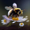 bumblebee pollinating a field of daisies. Generative AI Royalty Free Stock Photo