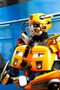 Bumblebee robot costume performs