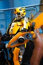 Bumblebee robot costume performs