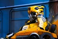 Bumblebee robot costume performs