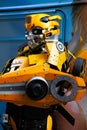 Bumblebee robot costume performs