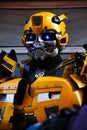 Bumblebee robot costume performs