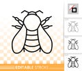 Bumblebee simple bee insect black line vector icon Royalty Free Stock Photo