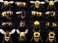 Ai Generated illustration Wildlife Concept of Bumblebees set Royalty Free Stock Photo