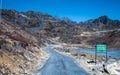 Bumla Pass road with frozen river Royalty Free Stock Photo