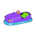 Bumper car in amusement park icon, cartoon style