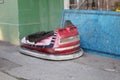 Bumper car parked in the street of Brighton