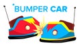 Bumper Car Vector. Attraction Hotroad Amusement Park. Bumps. Isolated Flat Cartoon Illustration