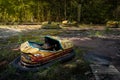 Bumper Cars at abandoned Amusement Park - Pripyat, Chernobyl Exclusion Zone, Ukraine Royalty Free Stock Photo