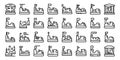 Bumper cars attraction icons set outline vector. Park game