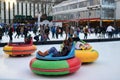 Bumper Cars on Ice at the Bryant Park Winter Village in New York City Royalty Free Stock Photo