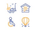 Bumper cars, Parking and Disabled icons set. Air balloon sign. Carousels, Garage, Handicapped wheelchair. Vector Royalty Free Stock Photo