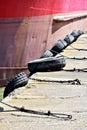 Bumper tyres on a pier Royalty Free Stock Photo