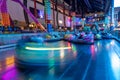 Bumping cars rushing and running to bump others at an indoor playground Royalty Free Stock Photo