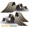 Bumpy road icon uneven dangerous wave path with marking vector Royalty Free Stock Photo