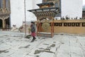 - Large gong and prayer wheels Royalty Free Stock Photo